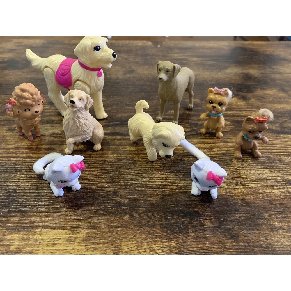 Vintage Lot Of 9 Barbie Pets - Dogs & Cats Various Years Bobblehead